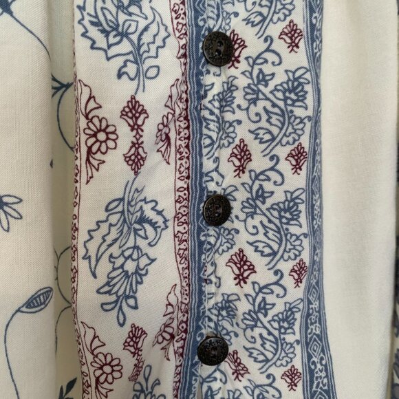 O'Neil Ladies Small Cream and Blue Boho Long Sleeve Top - Picture 9 of 10